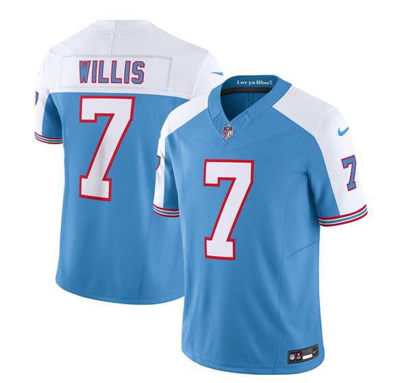 Men & Women & Youth Tennessee Titans #7 Malik Willis Blue White 2023 F.U.S.E. Vapor Limited Throwback Jersey,We sell and wholesale Men & Women & Youth Tennessee Titans #7 Malik Willis Blue White 2023 F.U.S.E. Vapor Limited Throwback Jersey on line form chian!